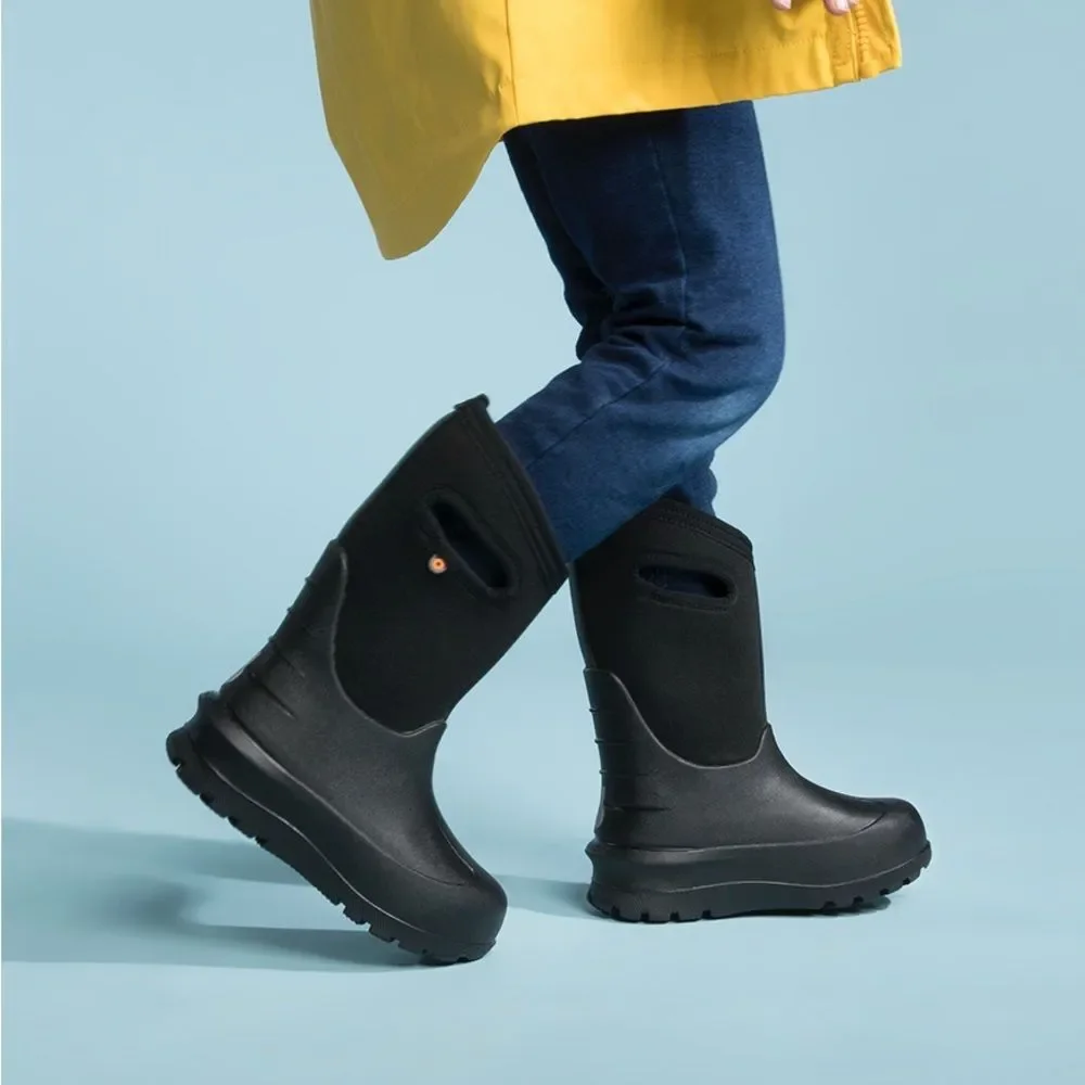 BOGS Neo Classic Solid Black Waterproof Winter Rain Snow Boots Kids Shoe Size 4